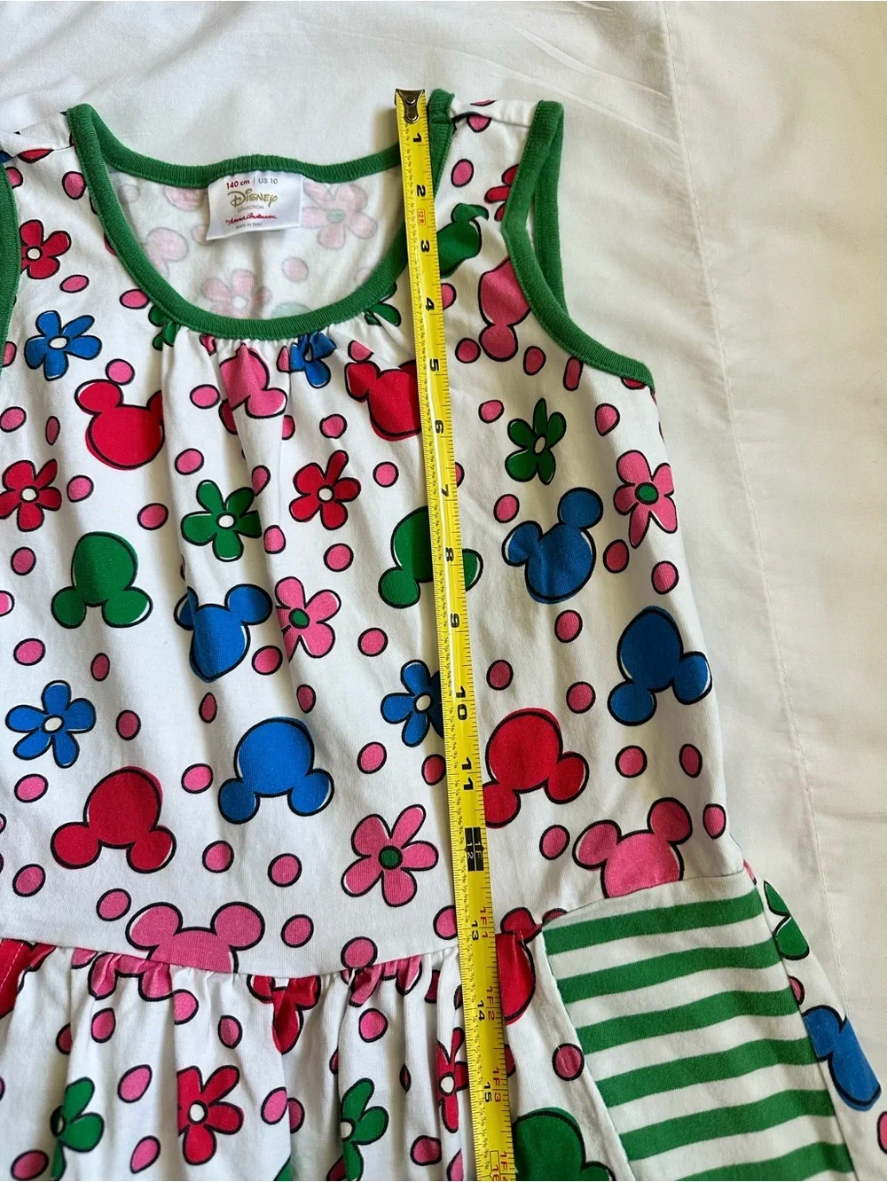 Hanna Andersson Sleeveless 100% Cotton White Floral & Mickey Print Play Dress